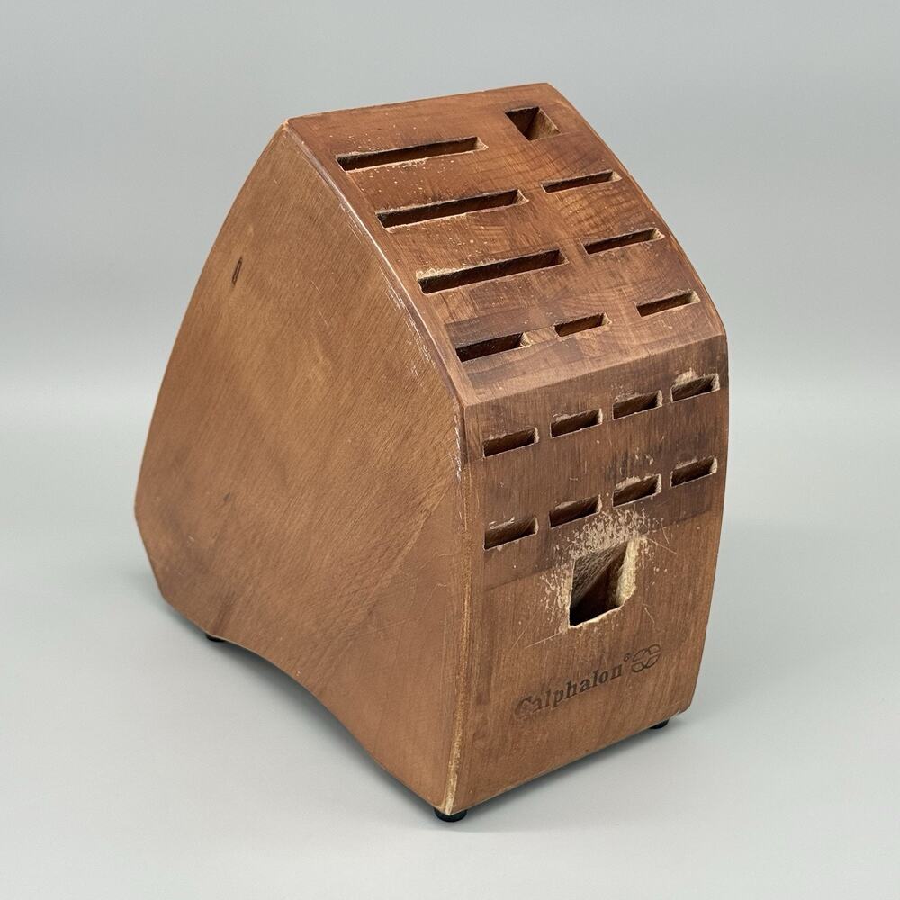 Calphalon 18-Slot Heavy Wood Knife Block Storage Organizer With Sharpener